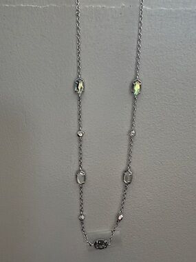 Kendra Scott Silver Iridescent Station Necklace